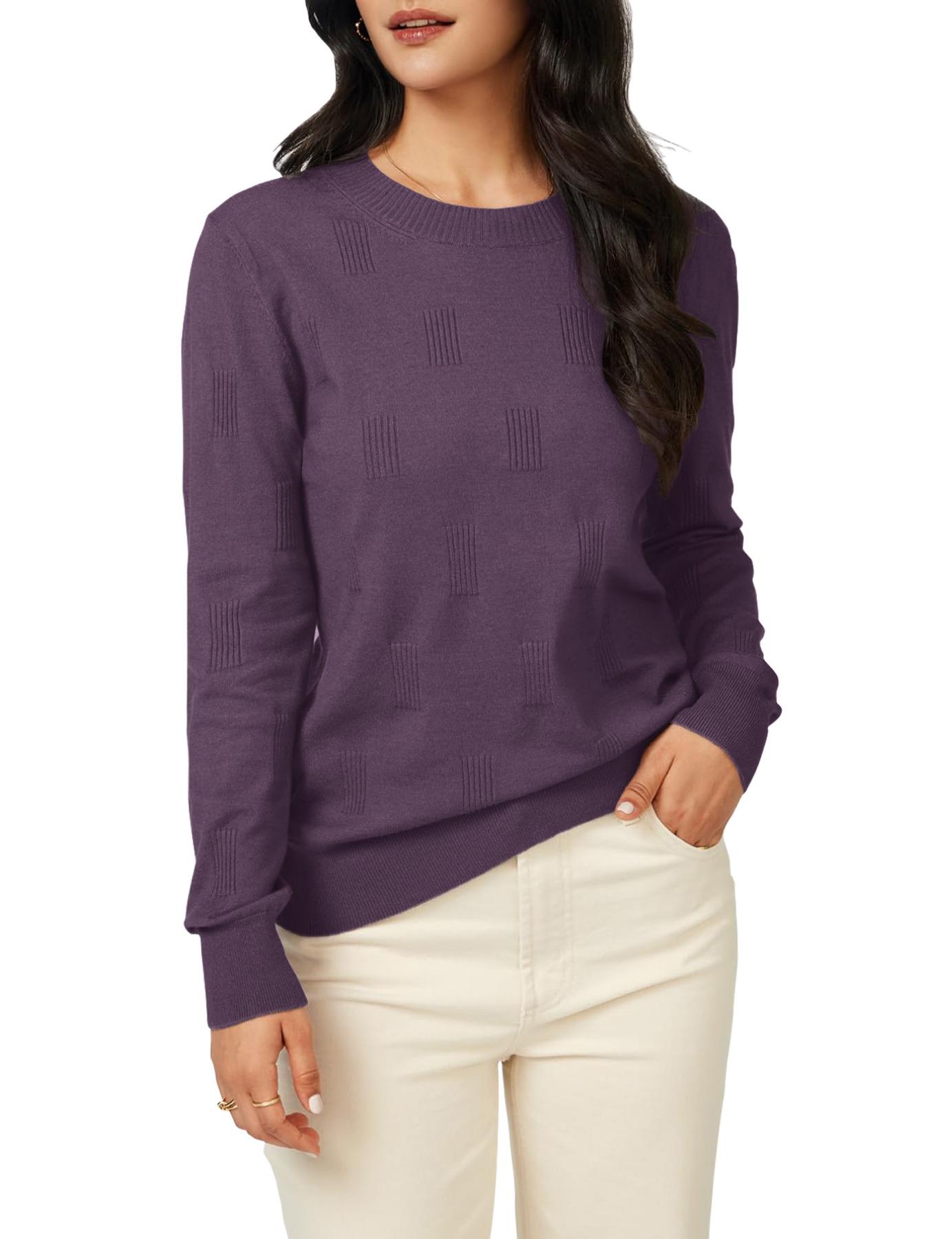 Women's Plain Round Neck Sweater, Casual Long Sleeve Jumper for Fall & Winter, Fashion Ladies' Knitwear for Daily Wear, Top