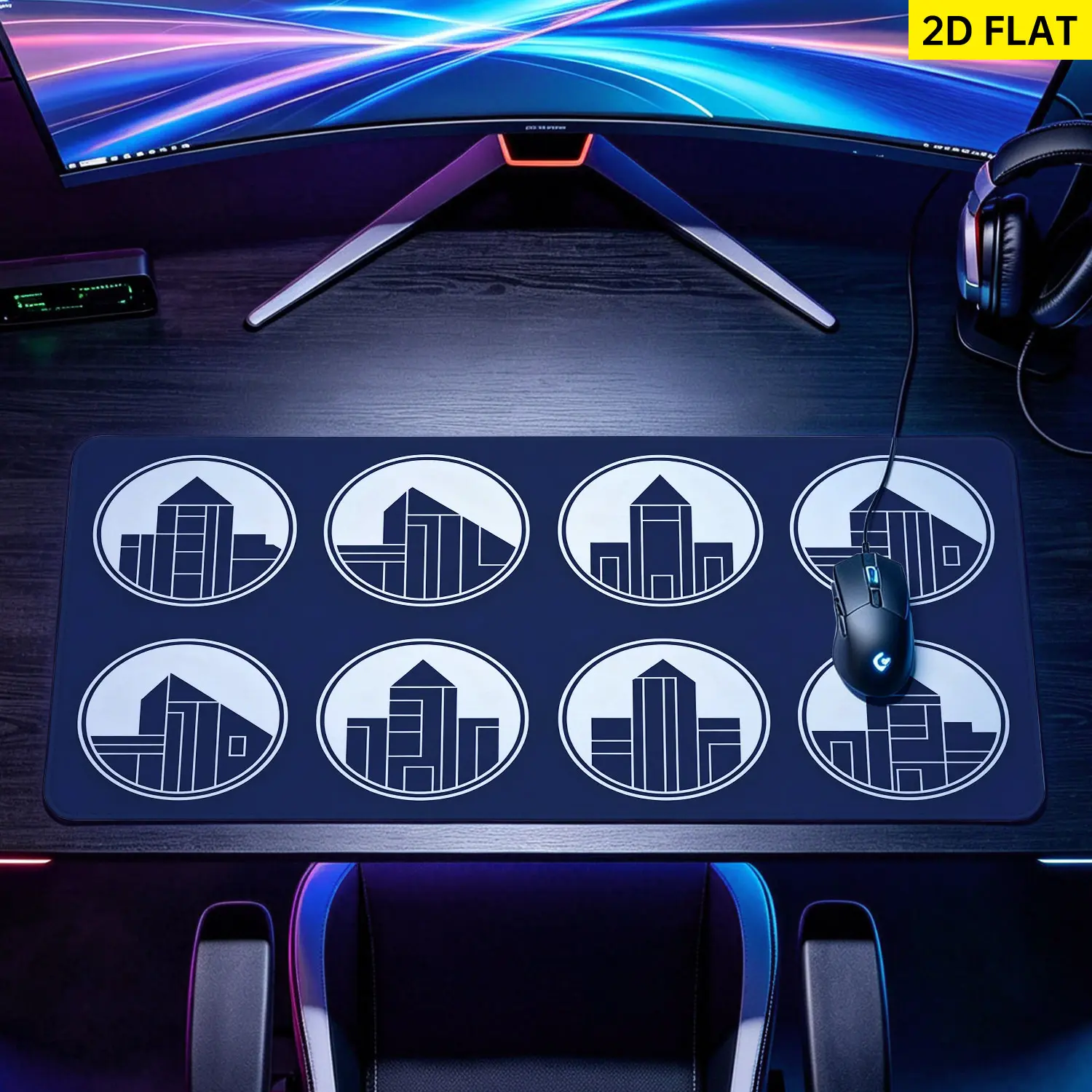 Extra Large Geometric Architecture Pattern Mouse Pad with Rubber Base, Multi-Size, Non-Slip, Lock Edge, Washable, Precision Control, Desktop Protection & Decoration for Office, Studio, Gift for Loved Ones