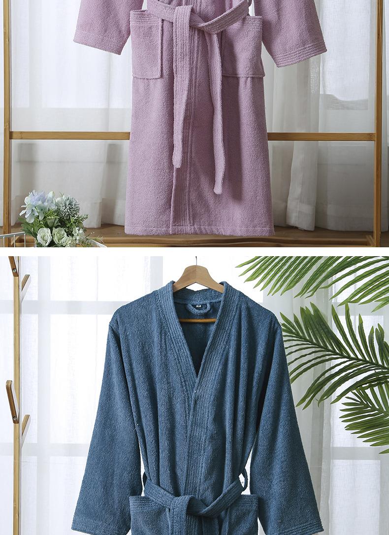 Hotel pure cotton bathrobe, spring and autumn towel material pajamas for women, all-cotton long style, soft, absorbent, quick-drying bathrobe with logo