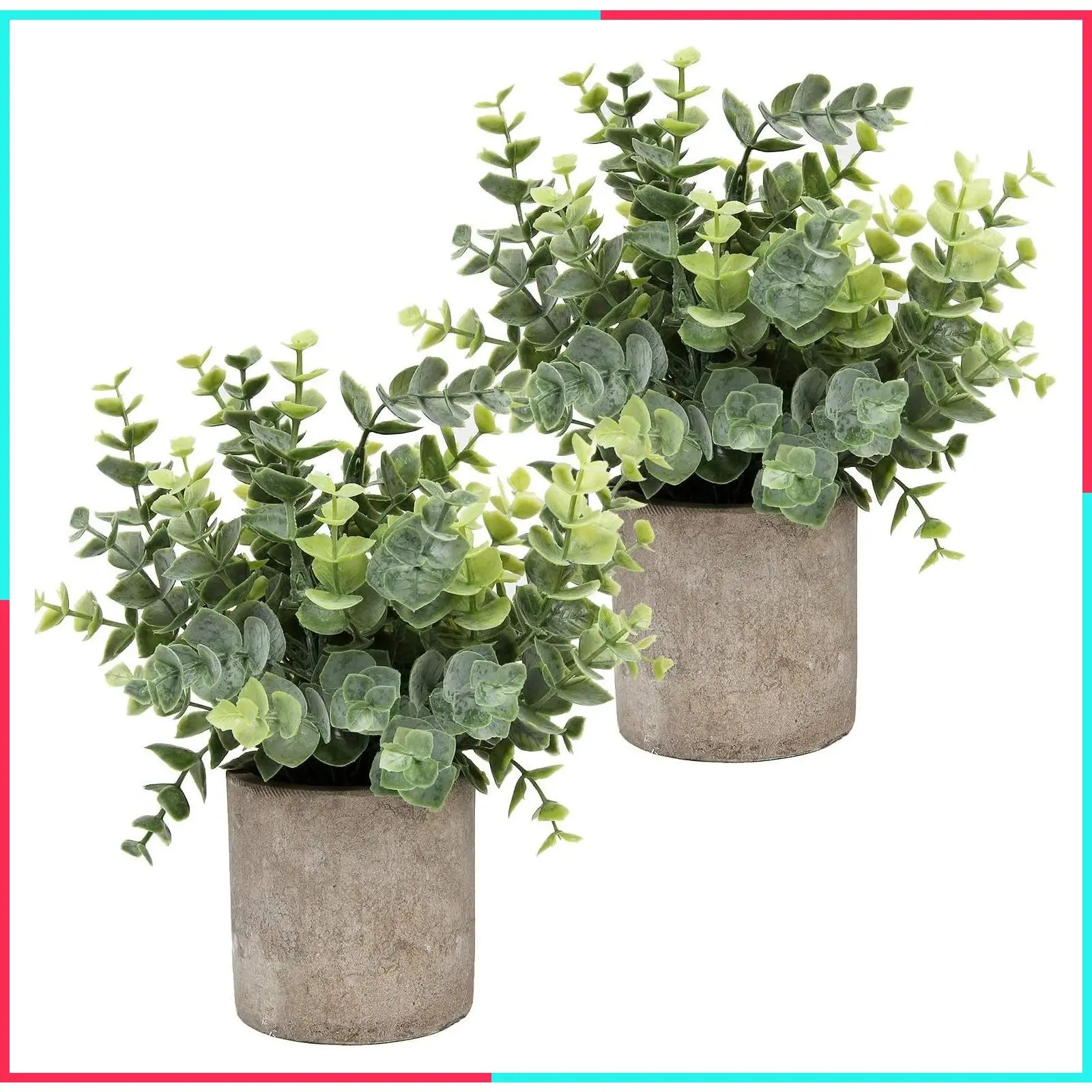 Artificial Mini Potted Plants with Eucalyptus, Boxwood & Rosemary Faux Herbs - 8.3"-9" Tall Small House Plants for Indoor Greenery Tabletop Décor Centerpiece (Sprayed Eucalyptus)