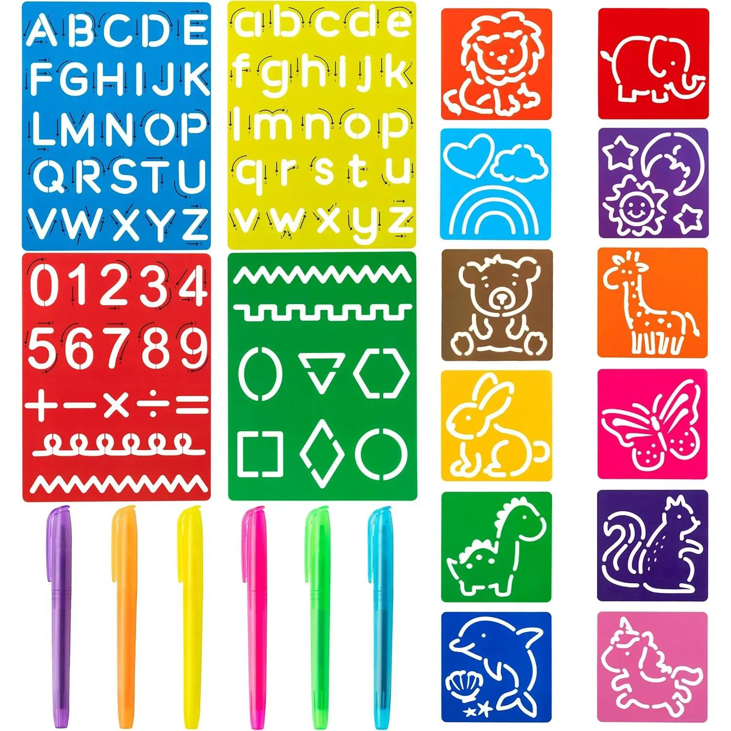 22 count Alphabet Tracing Stencil Set for  Drawing Stencils with Color Highlighter Letters Numbers and Cute    Boards Learn Art Craft Classroom Rewards Birthday