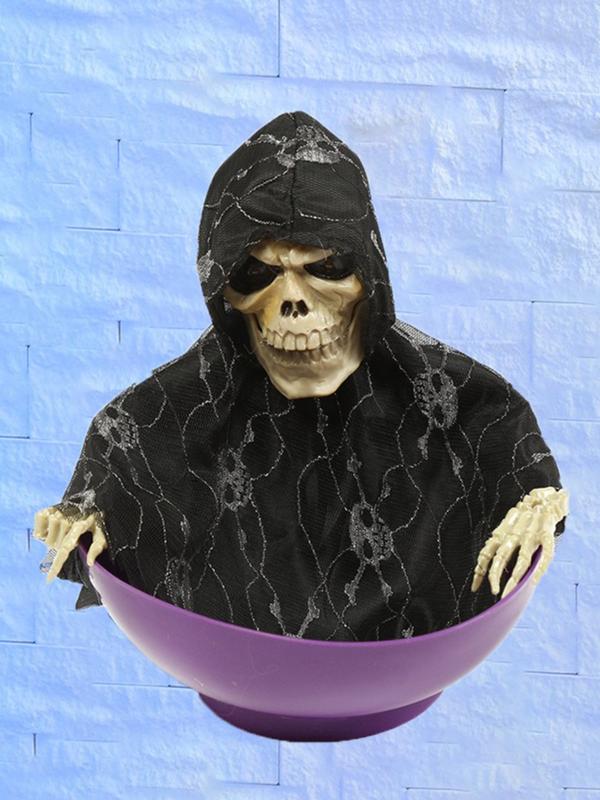 New Halloween Electric Light Control Induction Fruit Plate Ghost Decoration Prop, Prank Gag Gift, Fun Party Accessory