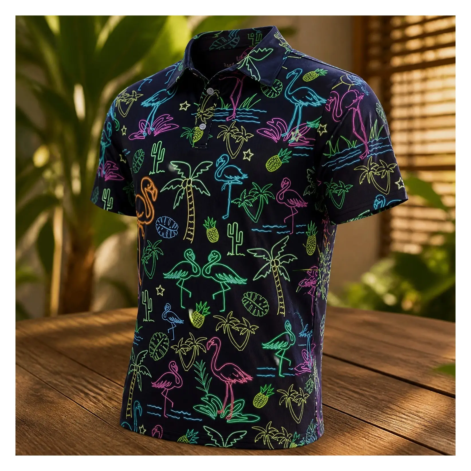 Men's Funny 3D Print Polo Shirt, Performance Dry Fit Golf Shirt, Moisture-Wicking Stretch Fabric, Lightweight Breathable, Collared Tops for Casual Wear, Golf Courses, Summer Beach Party, S-2XLGift