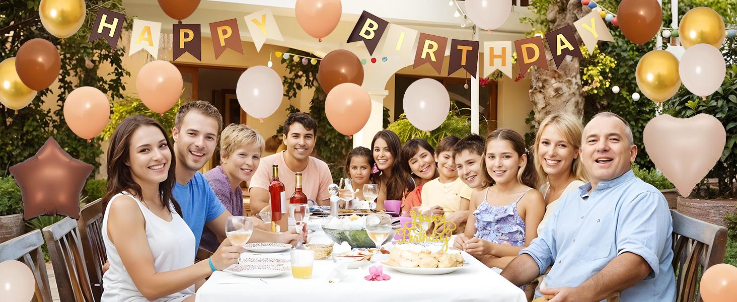 50th Birthday Decorations for Women Men,50th Birthday Balloons Brown Gold Sand White Number 50 Balloons Happy Birthday Banner with Cake Toppers for 50th Party Decorations