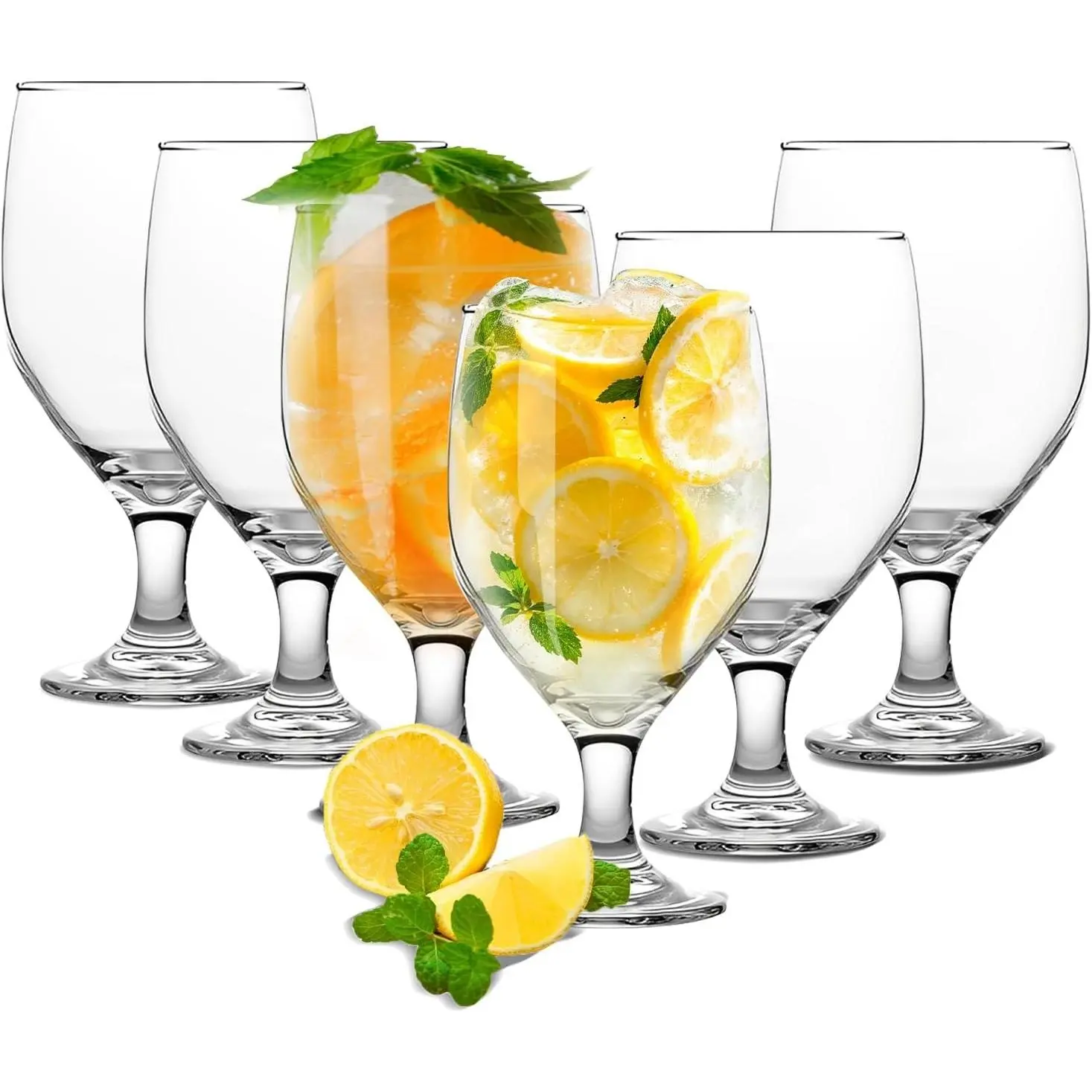 CHLJAR 13.5OZ Clear Water Goblets Set of 6, Dishwasher Safe Elegant Goblet Glasses for Home Bar Wedding Party, Ideal for Iced Tea Sangria Juice, Perfect for Daily Use & Special Occasions