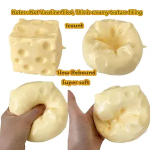 Moldable Squishy Cheese Block, Giant Yellow Fidget Toy with Slow Rebound, Lightly shapeable Super soft ASMR Stress Ball with Squeeze Feature for Play & Relaxation