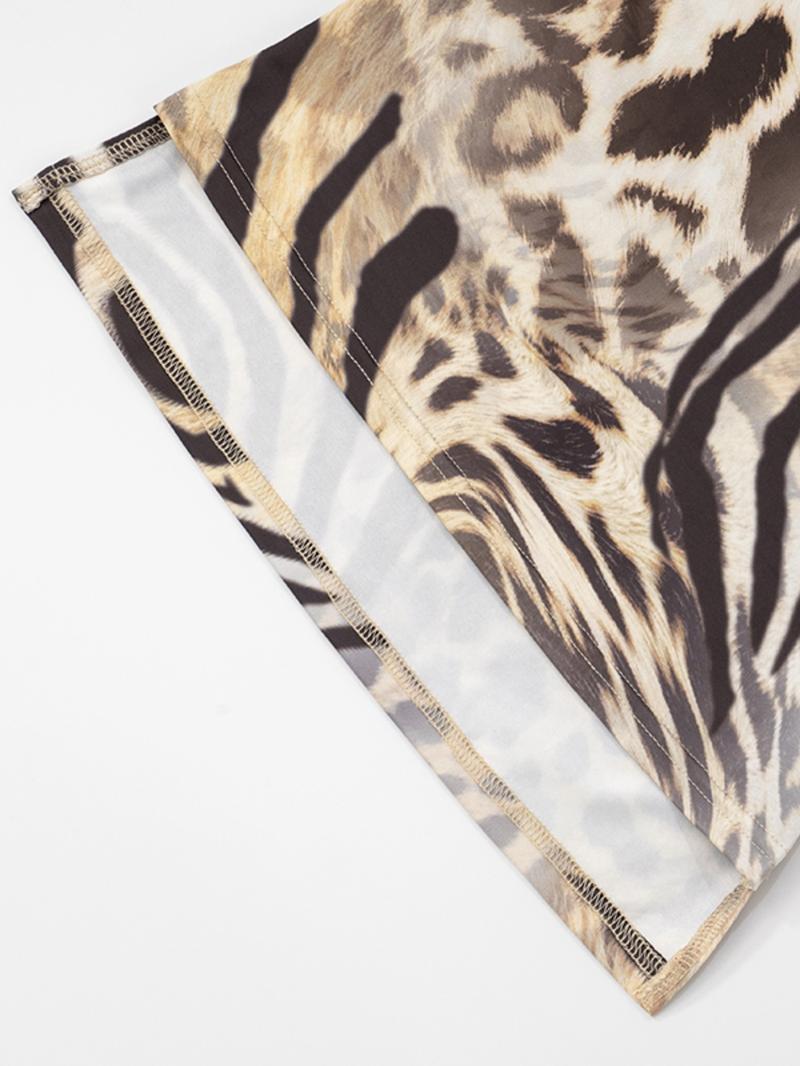 Two-piece Set Women's Leopard Print Off Shoulder Top & Capri Pants, Fashion Casual Chic Top & Capri Trousers for Daily Outdoor Wear, Ladies Clothes