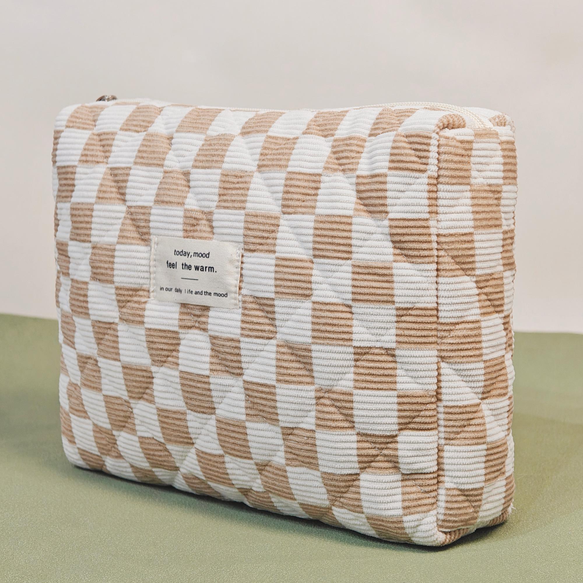 Checkerboard Pattern Makeup Bag Set, 3 Counts/set Large Capacity Travel Cosmetic Storage Bag, Zipper Makeup Organizer Pouch, Versatile Storage Bag for Travel, Gym, Office, Home