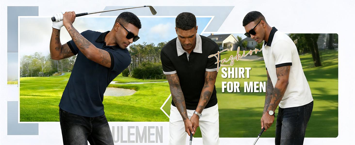 Men's Golf Polo Shirts Short Sleeve Casual Moisture Wicking Breathable Tees Summer Collared Shirt Stylish Tops