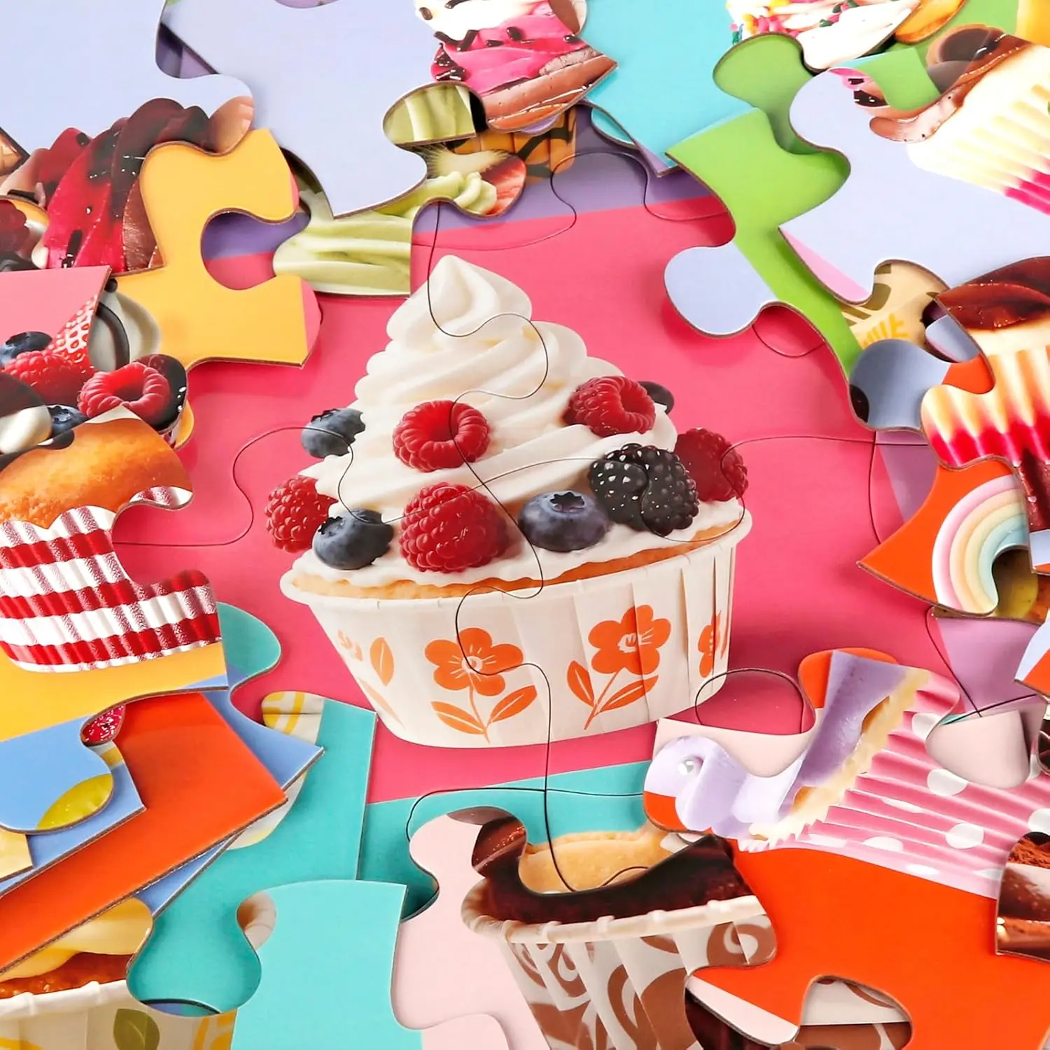 Cupcake Floor Puzzle for Kids - 48 Piece Jumbo Colorful Cupcakes Jigsaw Puzzle, Dessert-Themed Puzzle with Decorated Cupcakes, Educational Toy Birthday for Boys Girls Ages 3-8