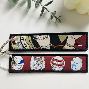 2PCS Anime Character Cool Key Tag Embroidery Key Fobs For Motorcycles Cars Bag Backpack Keychain Fashion Key Ring Souvenir Gifts