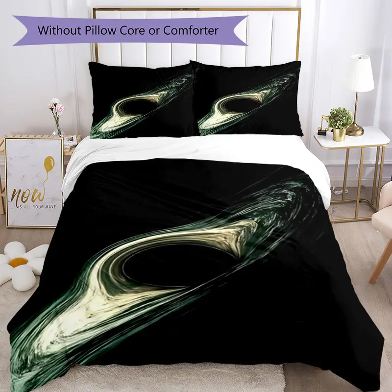 Solar System Black Hole Cosmic Swirl Abstract Spiral Celestial Dance Fractal Wave Space Twirl Dynamic Flow Inspiration Pattern Bedding Quilt Set Quilt Cover Gift for Fans(1 * duvet cover + 2 * pillowcase, without core)