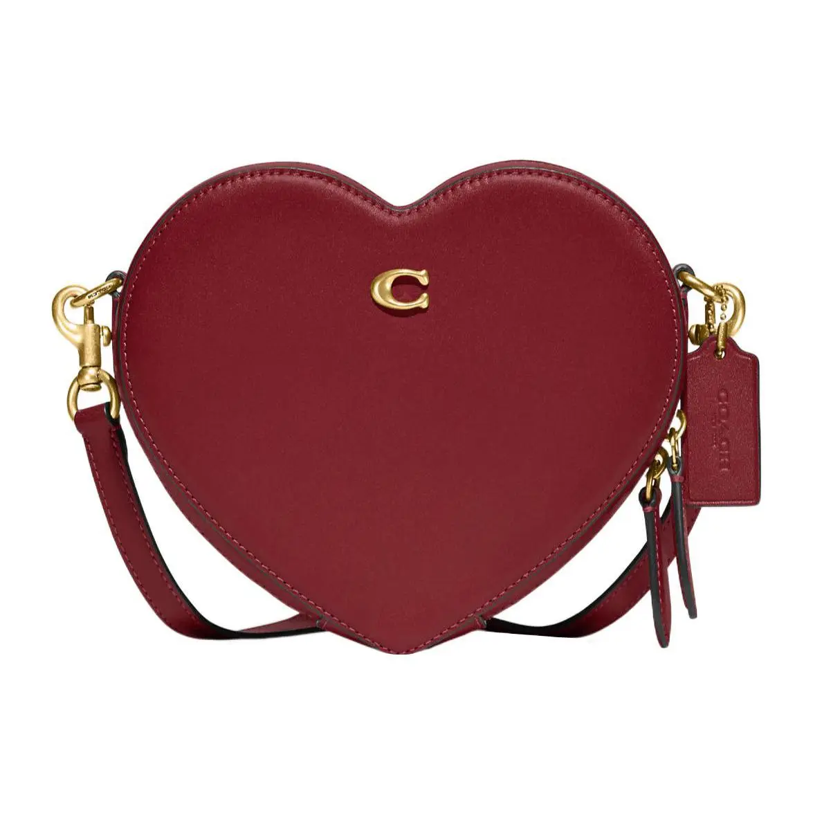 COACH Classic 19 Solid Heart-Zip Crossbody Bag for Women in Cherry Red Suede