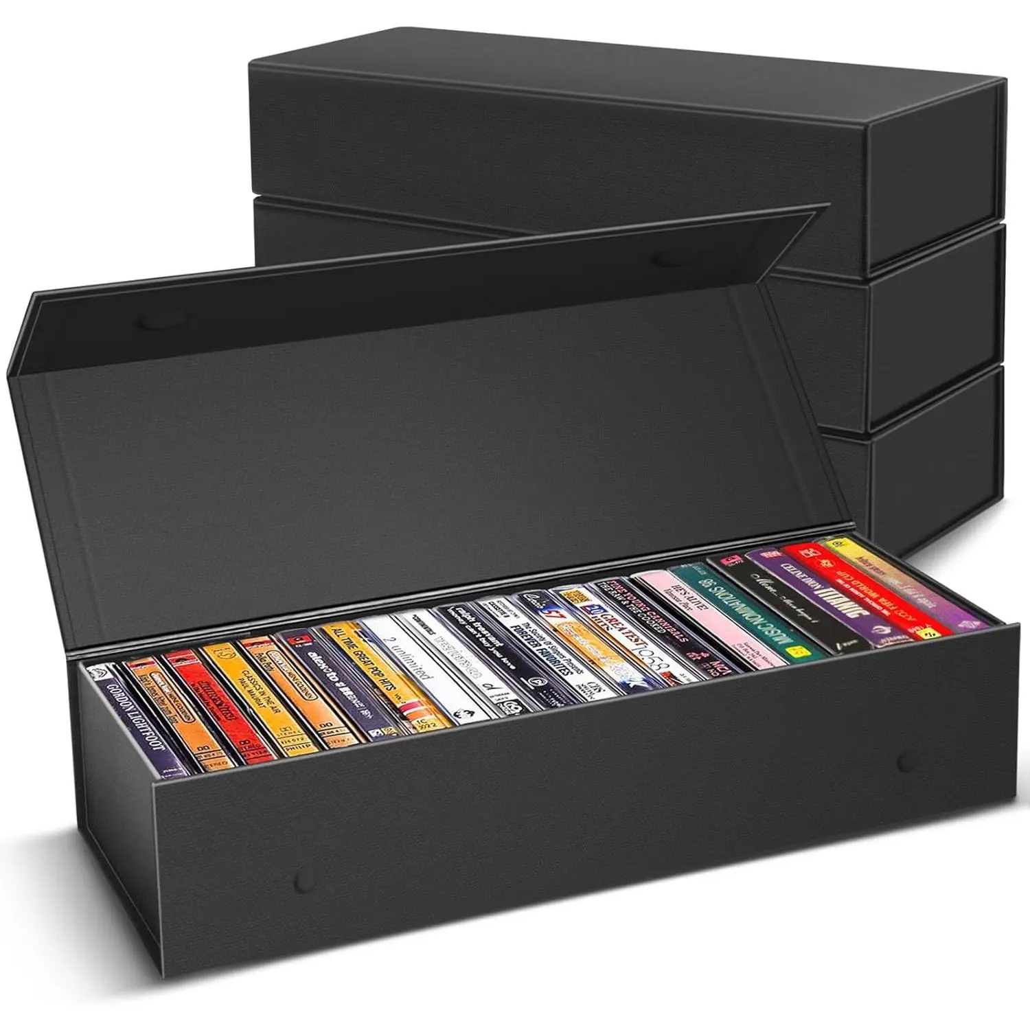 3 Pack Cassette Tape Storage Box, Tape Holder Store 60 Cassette Cases, Media Storage Organizer