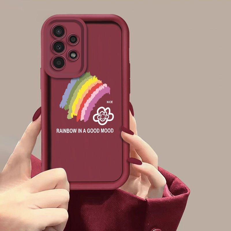 Healing-Themed Rainbow Flower Pattern Phone Case for Samsung Galaxy S26 S25 S24 S23 S22 S21 Fe Plus Ultra A13 A14 A15 A16 A17 A33 A34 A35 A36 A52 A53 A54 Note20