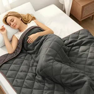 15lbs Weighted Blanket for Adults Sleeping, Double-Sided   Reversible 75D Cooling Mesh & Warm Ribbed Microfiber, 60"x80" Grey, Machine Washable