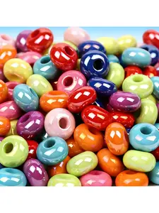33pcs 8*14mm colorful abacus beads solid flat round wheel beads with large holes, suitable for DIY decorative bead making, clothing accessories, handmade bead components, DIY decorative bead supplies, artworks, crafts, and sewing supplies. Can be used for