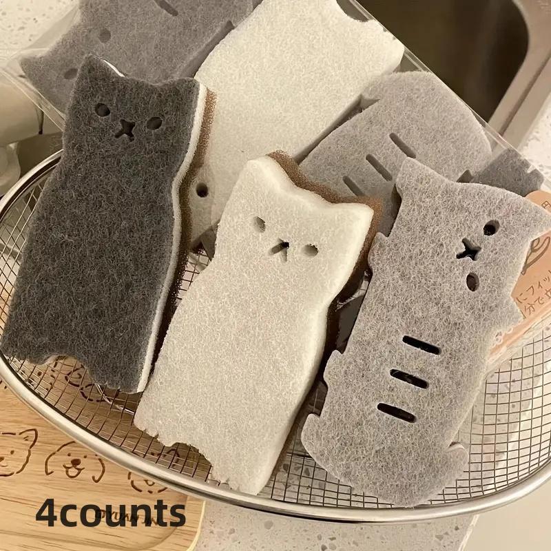 Cute Cat Sponge Set for Kitchen, Thick and Durable Dishwashing & Cleaning Tools, Dish Sponges, Ideal for Home Use, Enhance Your Cooking Experience, Kitchen Cleaning Supplies
