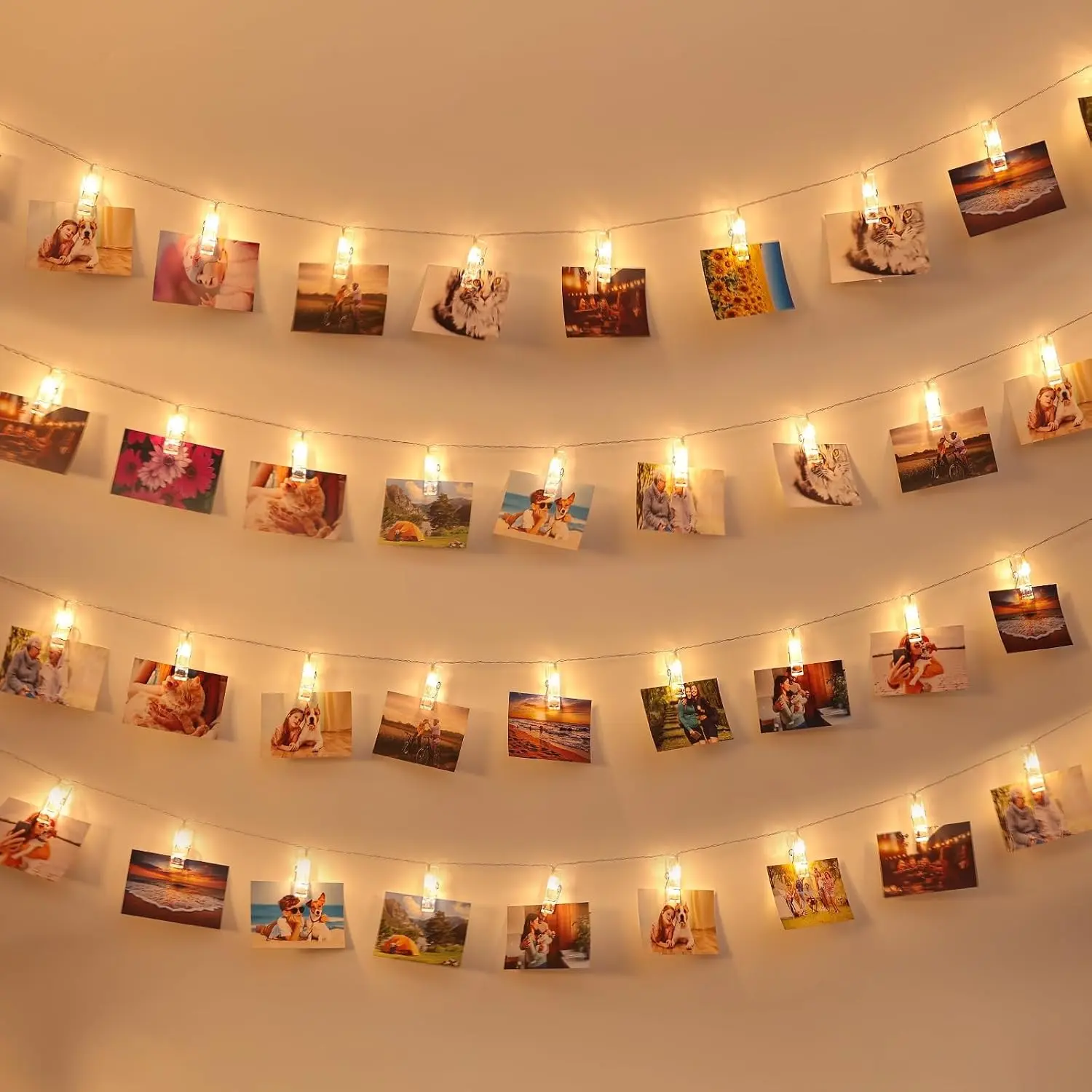 20 LED Battery Operated Photo Clip Fairy String Lights - 10FT Warm White, Hanging Picture Lights for Bedroom, Teen Girl Room Decor, Thanksgiving Christmas Wedding DecorationGift
