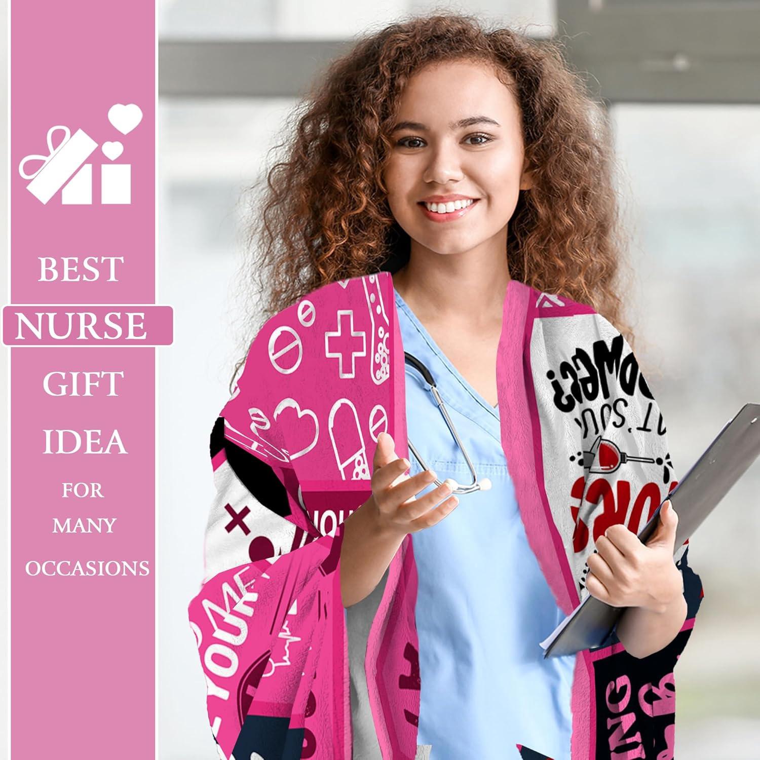 Nurse Blanket 80"X60", Nurse Gifts for Women, National Nurses Day Gifts for Nurse, Nurse Gift for Her, Nurse Week Gifts, Nurse Practitioner Gifts, Nurse Appreciation Gifts, Christmas Birthday Graduation Gifts for Nurse