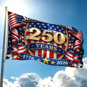 250 Years America 1776-2026 Semi-Centennial Flag 2x3ft 3x5ft| Gold Big Number USA Patriotic Banner, Stars & Stripes Pattern Heavy Duty Outdoor Decor, US 250th Independence Anniversary Yard House Flag with Metal Grommets, Fourth of July Patriotic Holiday