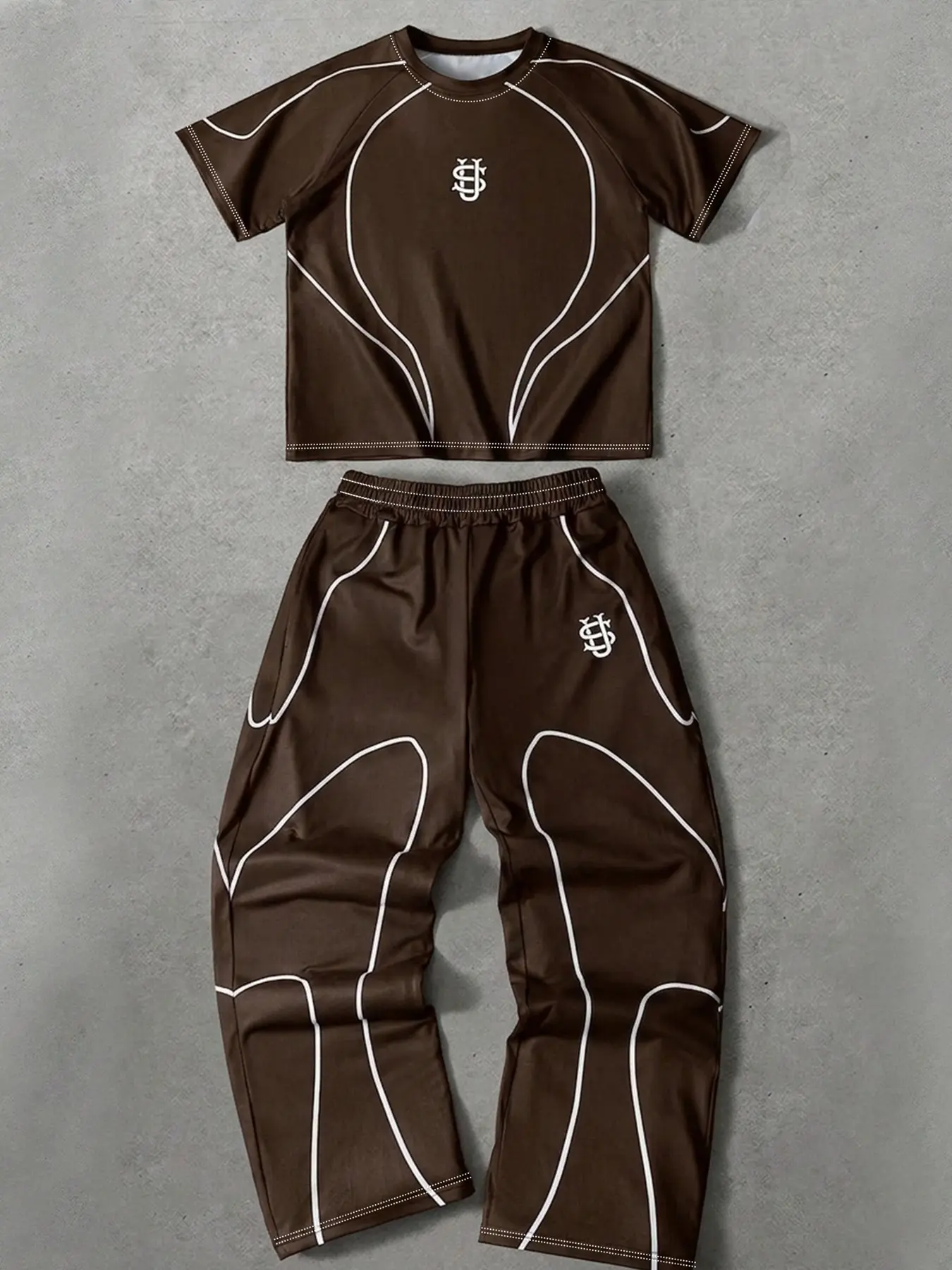 Y2K Racing Style Two-Piece Minimalist Tracksuit | Black Contrast Stripe Cropped T-Shirt & Wide-Leg Sweatpants, Unisex Streetwear for Gym and Everyday, Gen Z Trendy Sporty Casual, Minimal Logo, Soft and Breathable Fabric, #StreetStyle #Y2KTracksuit