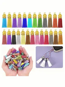 150 pieces of multi-color tassel pendant set, suitable for DIY jewelry making, bags, hats, home decor, keychains, necklaces, earrings, and bracelet accessories, multiple colors, with gold hats, DIY handmade gifts