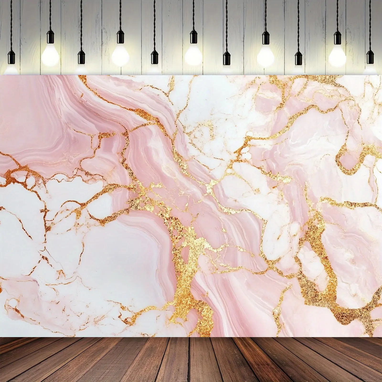 Lightweight Luxury Pink Gold Marble Backdrop Banner, Elegant Texture Tapestry - Wedding Photo Decoration, Room & Birthday Party Home Interior Wall Decor