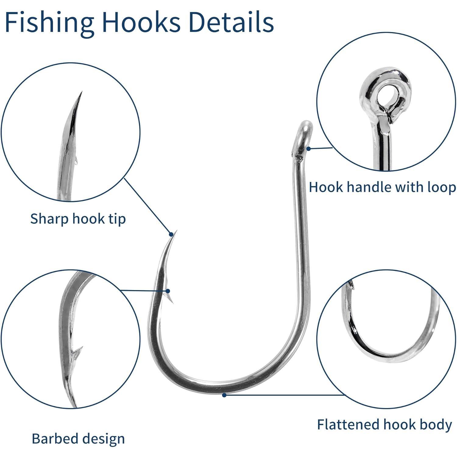300 count Fishing Hooks, 18 Sizes High-Carbon Steel Barbed Fish Hooks with Holes, Fishing Gear with Storage Box, Suitable for Fishing in Any