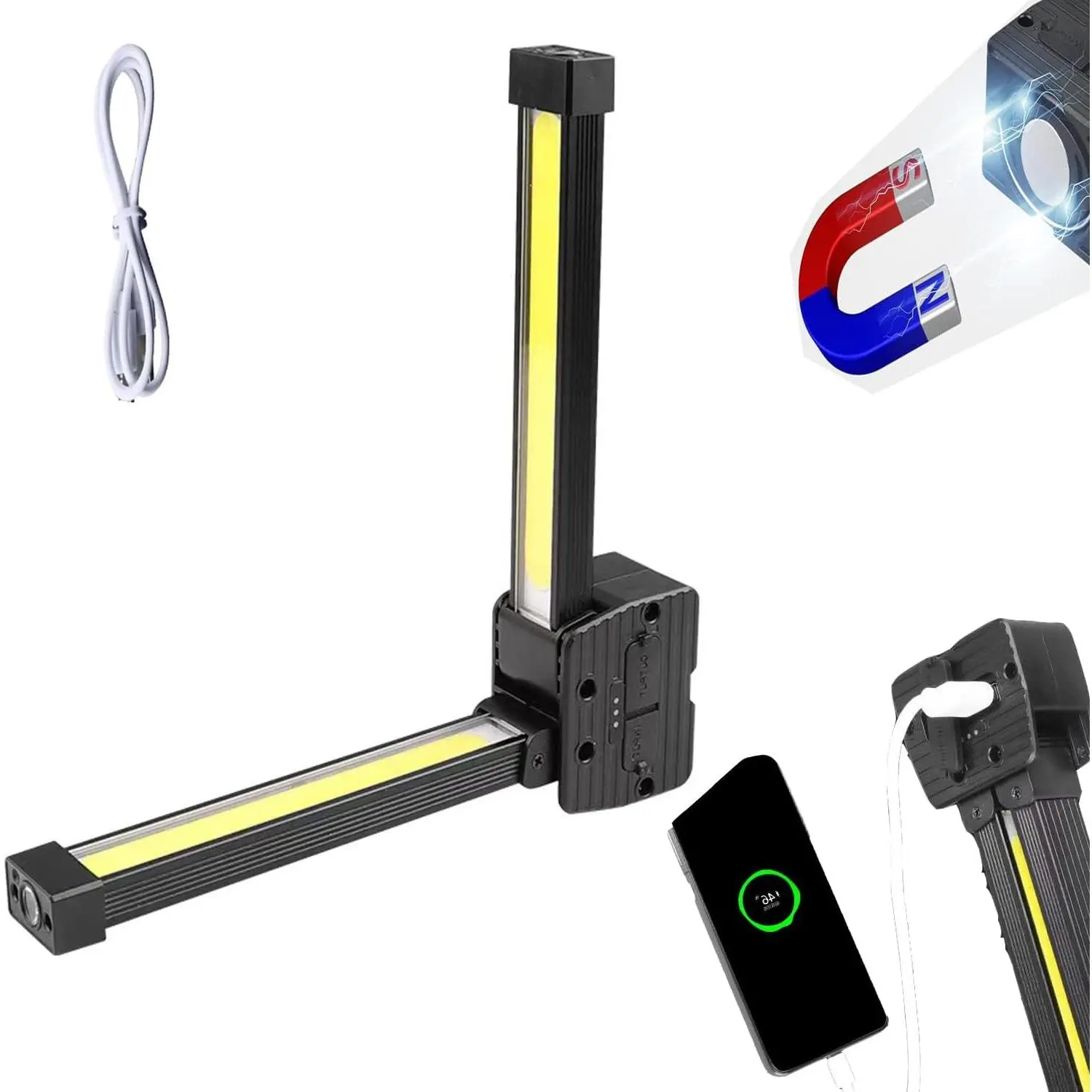 Gym Lamp for Posing, Gym Light Posing Lights for Bodybuilding, Portable Magnet LED Flashlight with 7th Gear Dimming & 180 Degree Folding USB Rechargeable Gym Lighting