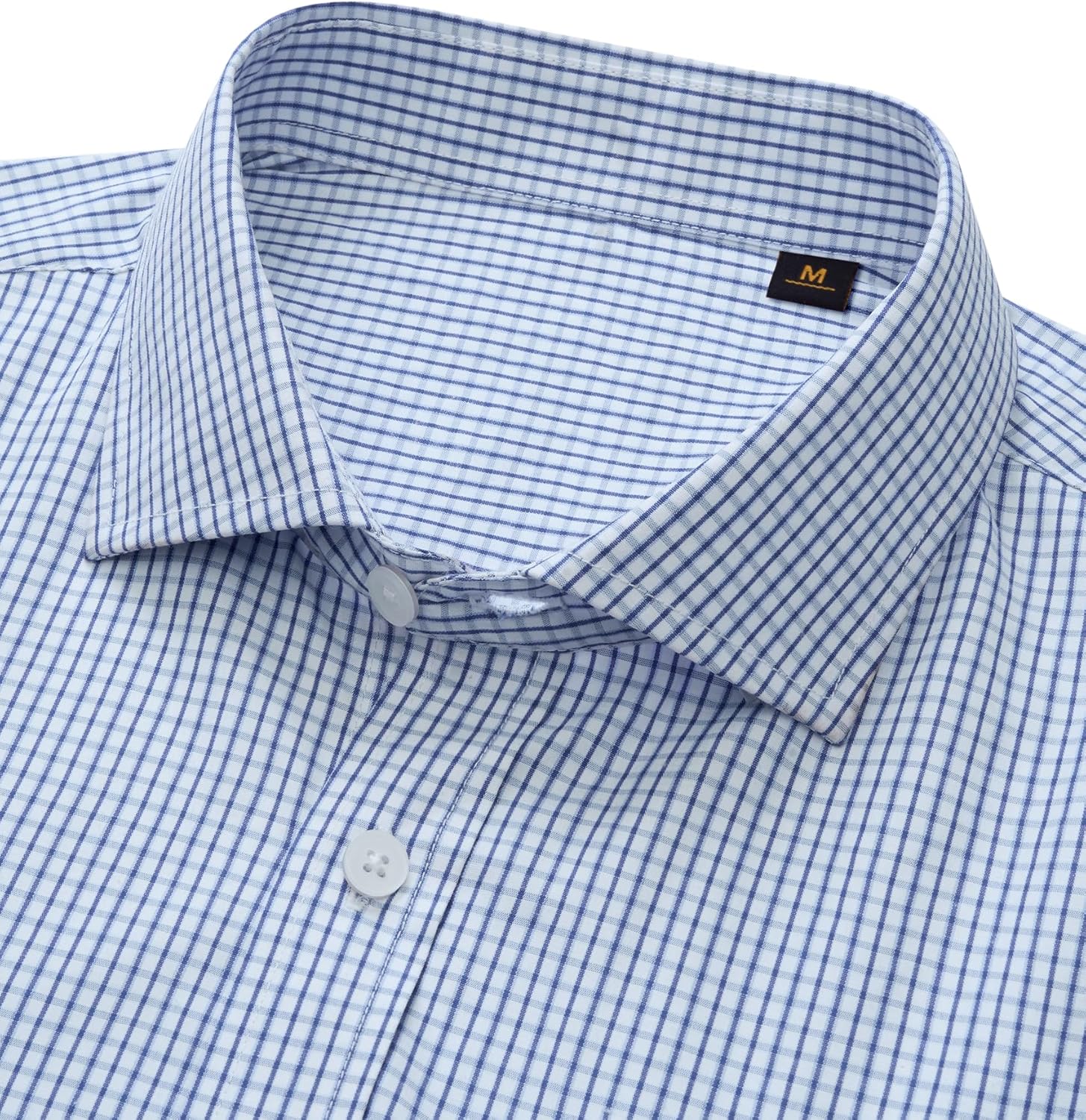 Men's Plaid Button Down Shirts Cotton Long Sleeve Dress Shirt Regular Fit Wrinkle Free Business Casual Gingham Top