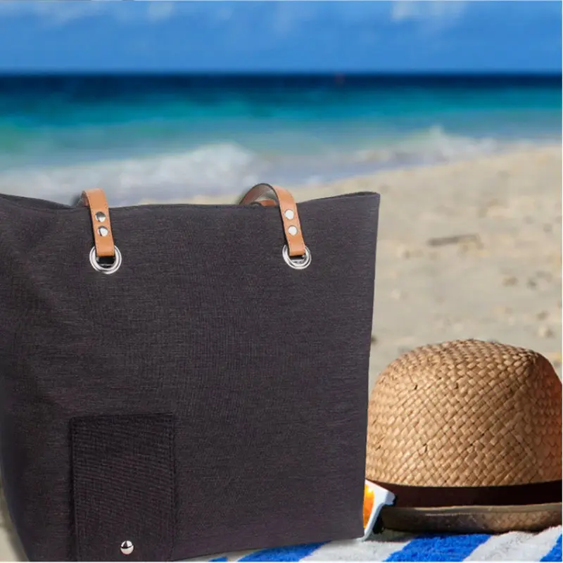 Portable Wine Canvas Bag, Hidden Insulated Compartment Beach Tote, Picnic Camping Beach Cooler Bag, Convenient Handbag for Outdoor Activities
