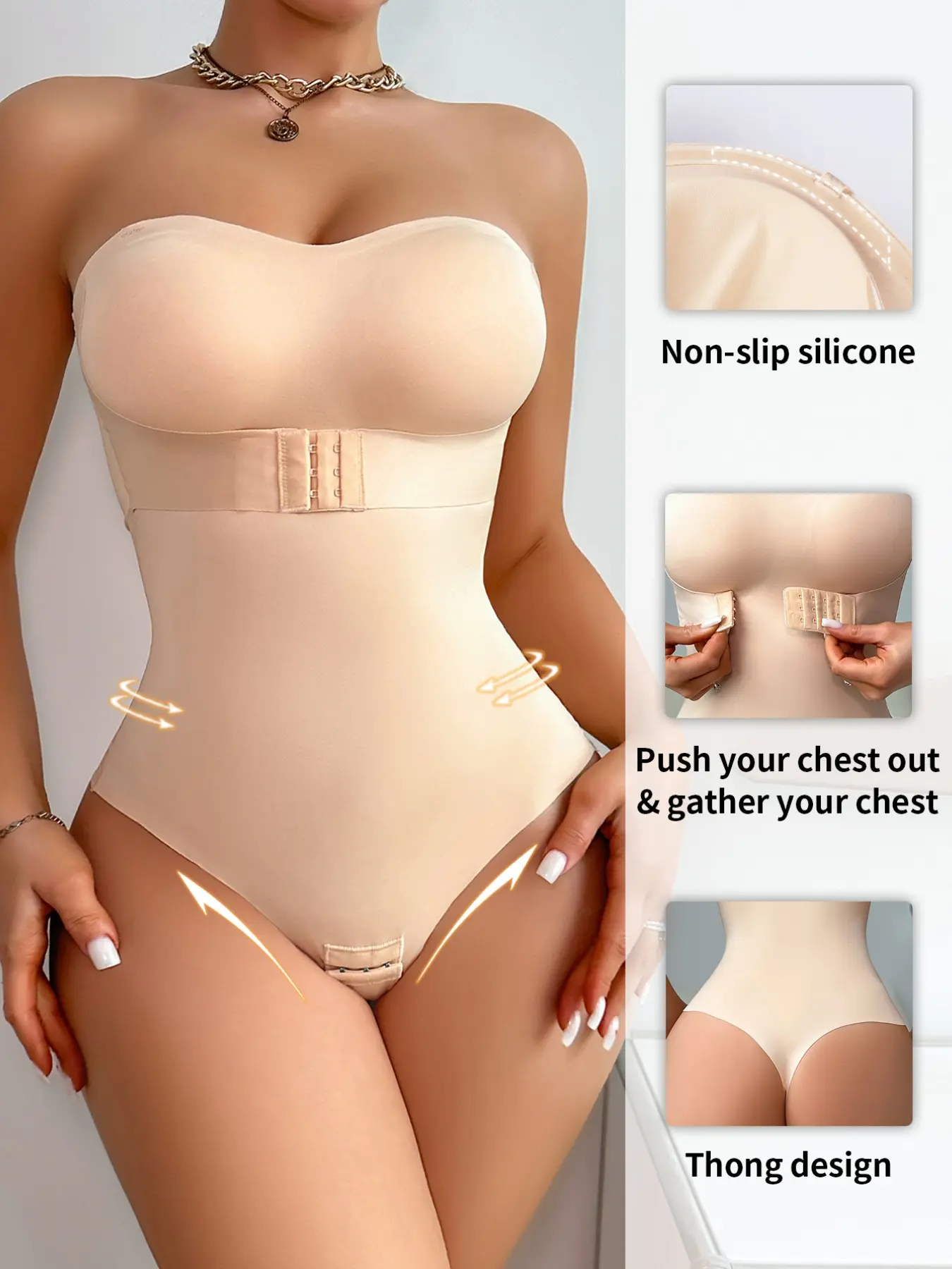Women's Seamless Shapewear Bodysuit, High Elasticity Waist Cinch & Butt Lifter, Simple Design for Daily Wear at Home