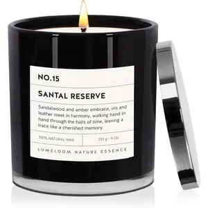 Luxury Scented Candles 9oz Soy Wax Candles for Home with Sandalwood Amber Iris & Leather Scent Long Burning Time Great Gifts for Women Men Sister Teacher Christmas