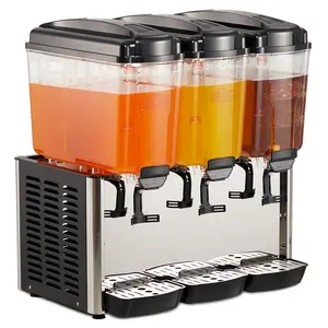 3-Tank Commercial Beverage Dispenser – 14.4 Gallon Stainless Steel Juice and Iced Tea Machine – Thermostat Controlled, Food Safe for Cold Drinks in Restaurants, Hotels, Parties