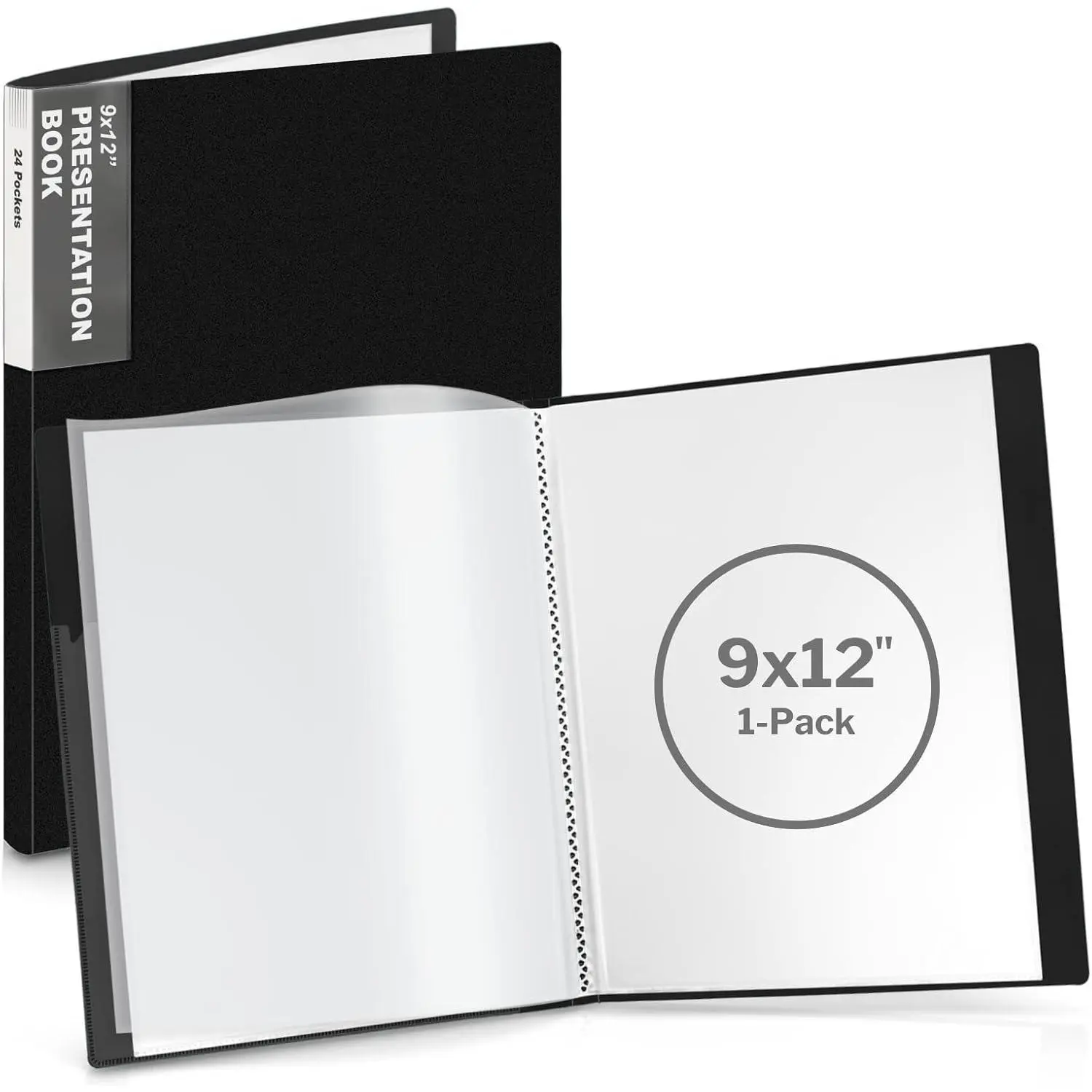 9x12 Presentation Binder, 24 Pockets, Displays 48 Pages,