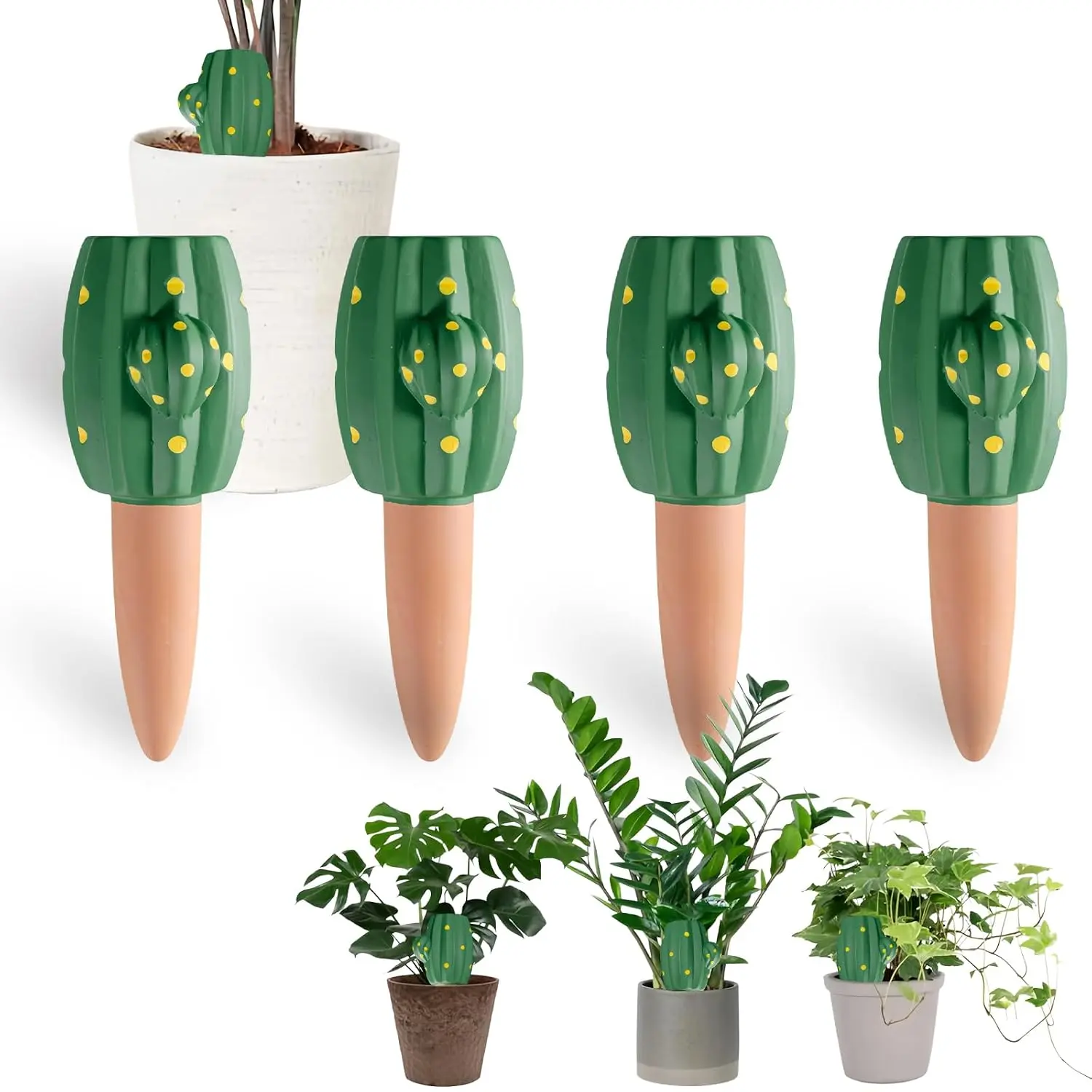 Terracotta Watering Spikes, 4 Pack  Watering Devices Self Watering Spikes  Clay Watering Stakes Garden  Watering Globes for Indoor & Outdoor
