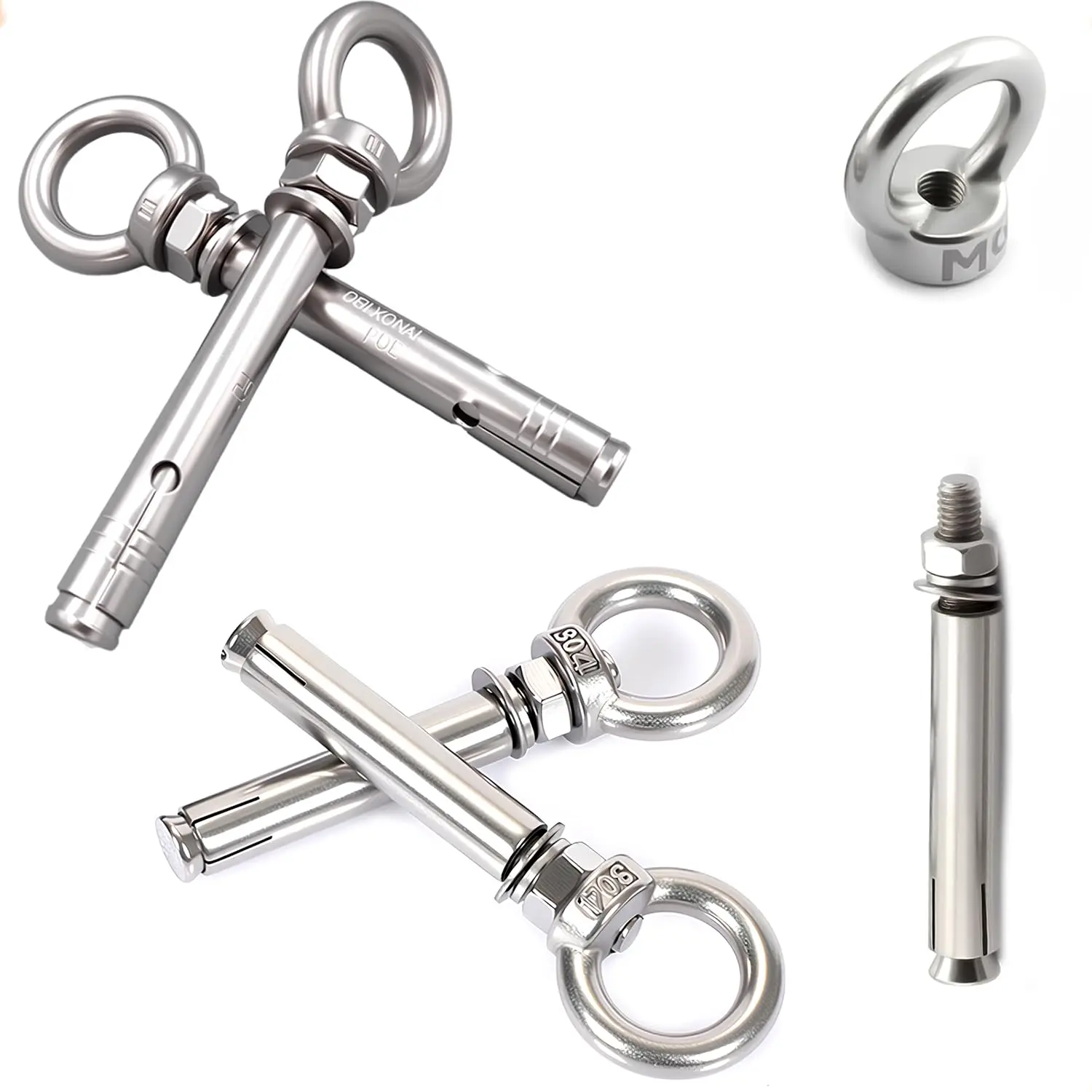 1/4" X 2-3/4" Heavy Duty Concrete Anchors,Stainless Steel Concrete Anchors Eye Bolt Eyebolt Anchor Wall Concrete Brick Anchor Expansion  Ring Screw Eyes,5-Pack