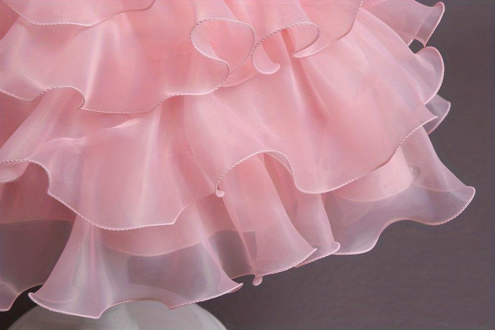 Girls Sparkling Sequin Princess Dress Puff Sleeves Halloween Christmas Dance Performances Formal Dresses for Youngsters Stage Performance Skirt with Positioning Holes