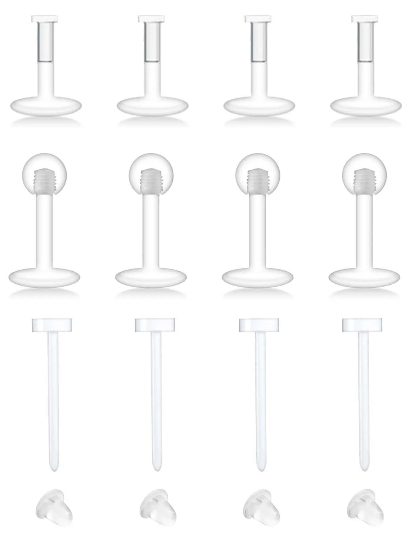 16Pcs 16G 20G Clear Nose Studs Piercing Retainers Clear Piercings for Work Sports Surgery Acrylic Surface Tragus Piercing Jewelry Cartilage Helix Earrings for Women Men 6MM Bar Length