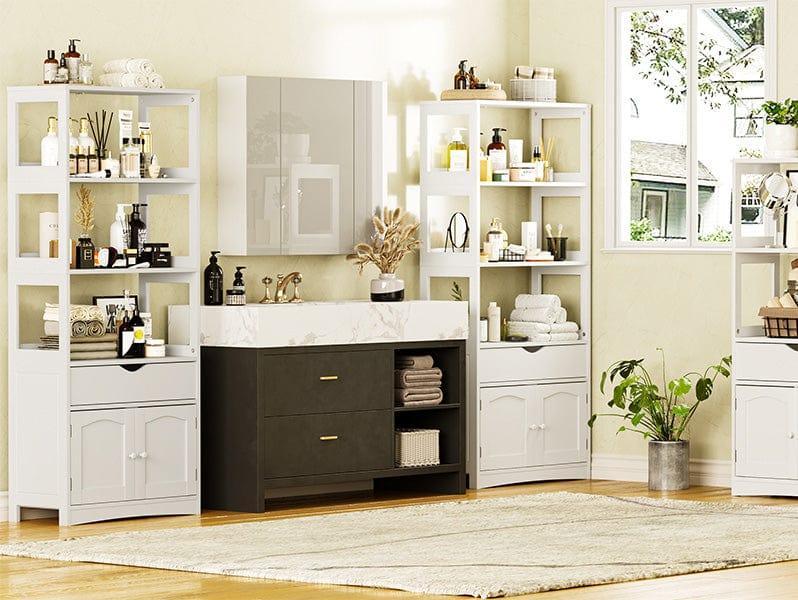 64 Inches Freestanding Storage Cabinet Furniture White