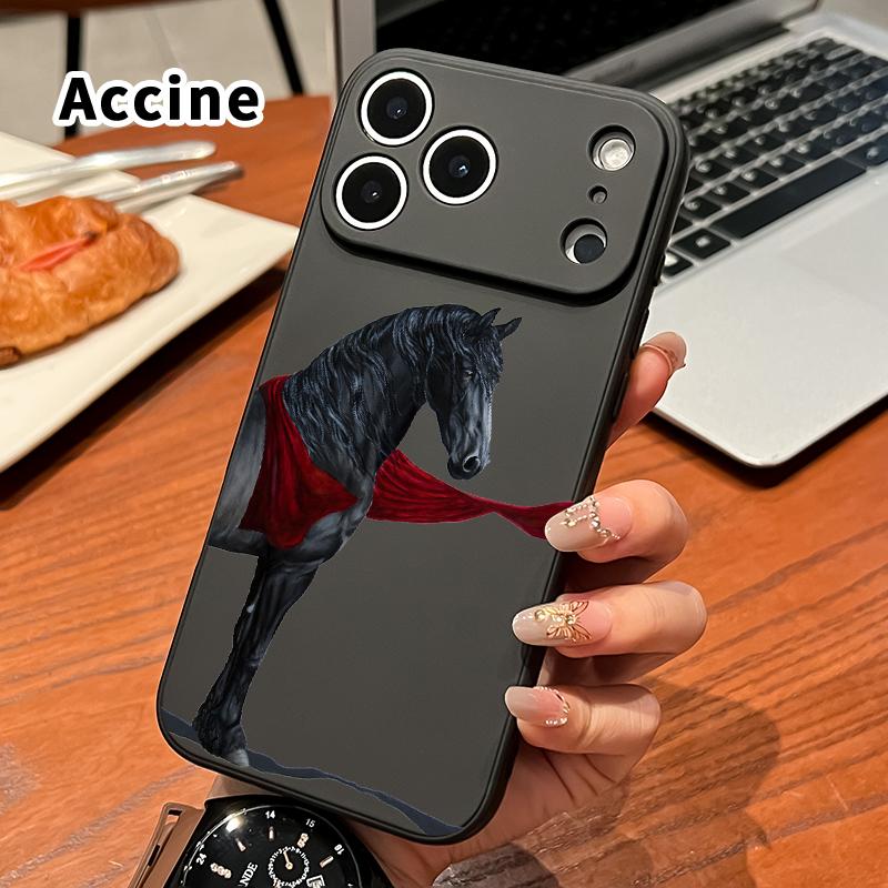 Straight Edge Phone Case for iPhone 17 16 Pro Max 15 Plus 14 13 12 11 Air XS XR E Black horse with red cloth Pattern Anti-Scratch Shockproof Soft Silicone Protective Cover Straight Edge Phone Case for iPhone 17 16 Pro Max 15 Plus 14 13 12 11 Air XS XR E Black horse with red cloth Pattern Anti-Scratch Shockproof Soft Silicone Protective Cover