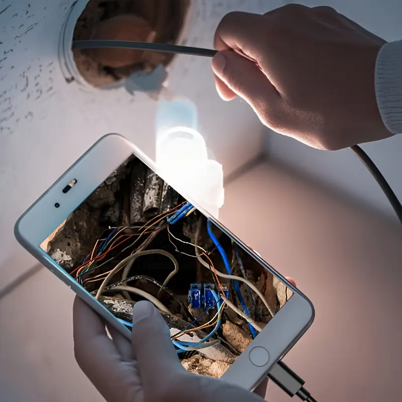 Portable Smartphone-Compatible Endoscope Camera with Light - 1920P HD Borescope, 8 Adjustable LED Lights & Semi-Rigid Snake Probe, Compatible for /, for, HVAC, Inspection, 16.4ft Range (Single Lens)