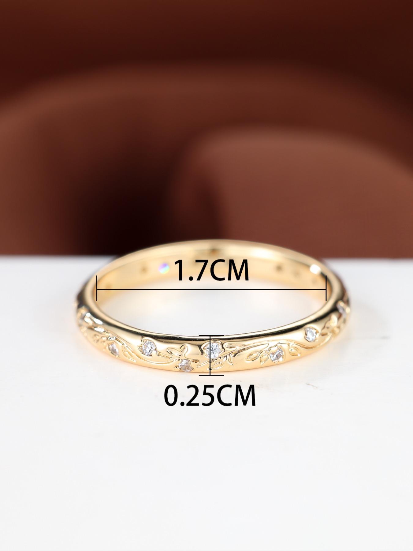 Women's Elegant Floral Engraved Ring with White Cubic Zirconia Decoration, Cubic Zirconia Rings, Beautiful Rings, Exquisite Trendy Ring, Fashionable Jewelry for Women As Engagement Wedding Jewelry, Wedding Promise Rings