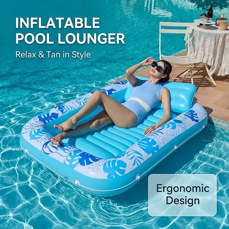 Large Square Turtle Shell Inflatable Float Bed, Pool Float with Pillow and Cup Holder, 4-In-1 Sun Lounger, Inflatable Pool Party Gift, Inflatable Water Lounger