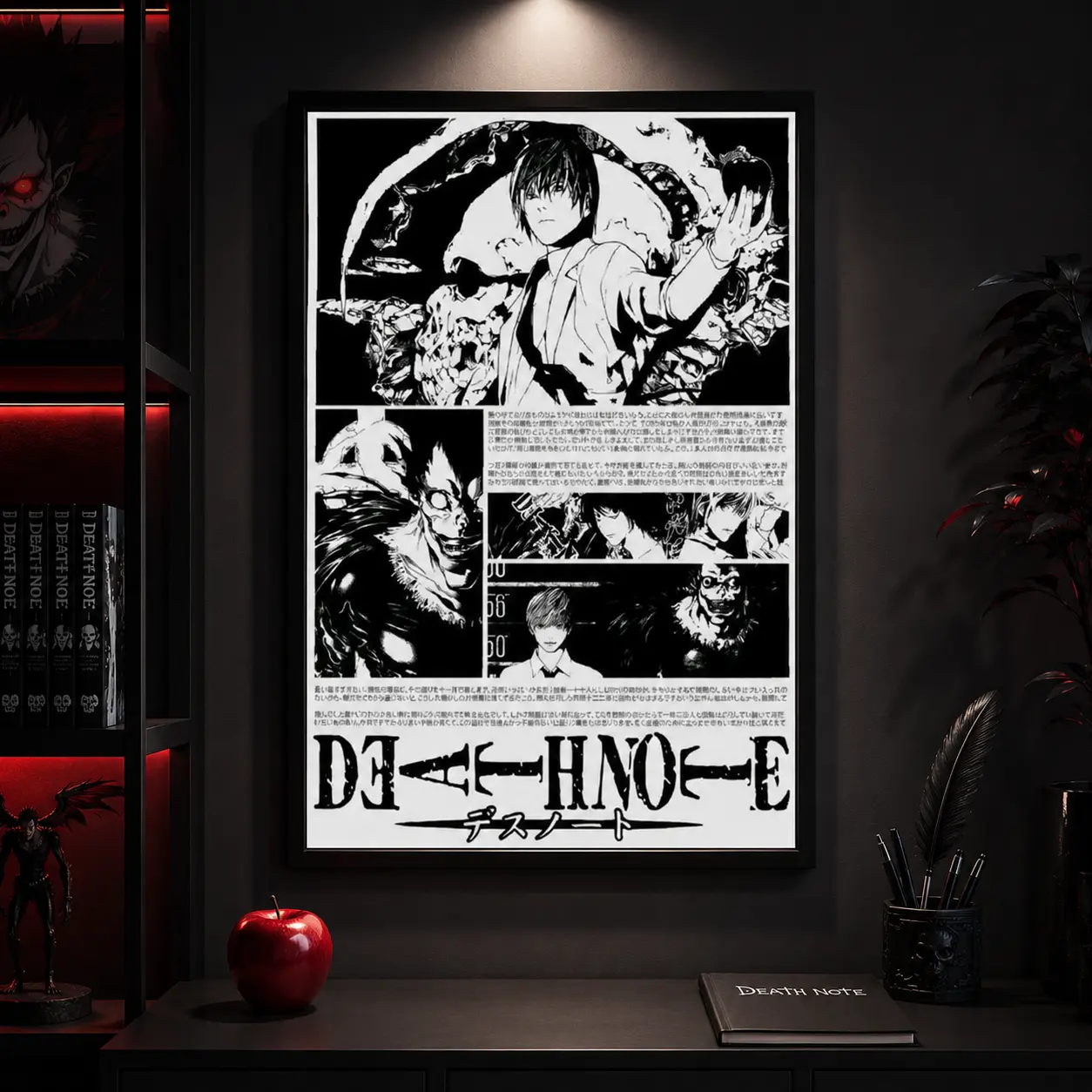 Death Note Anime Poster, Ryuk, Shinigami... Death Note Anime Posters, Canvas Wall Art Print, Japanese Anime Room Decor for Bedroom Dorm Gaming Room Office, Dark Manga Poster, Gift for Anime Fans