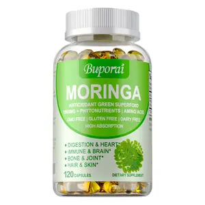 Buporai - Moringa Leaf Extract Vegetarian Capsules - 120 Capsules - 1000 mg, containing multiple phytonutrients - High absorption rate - Supports digestion and immune function