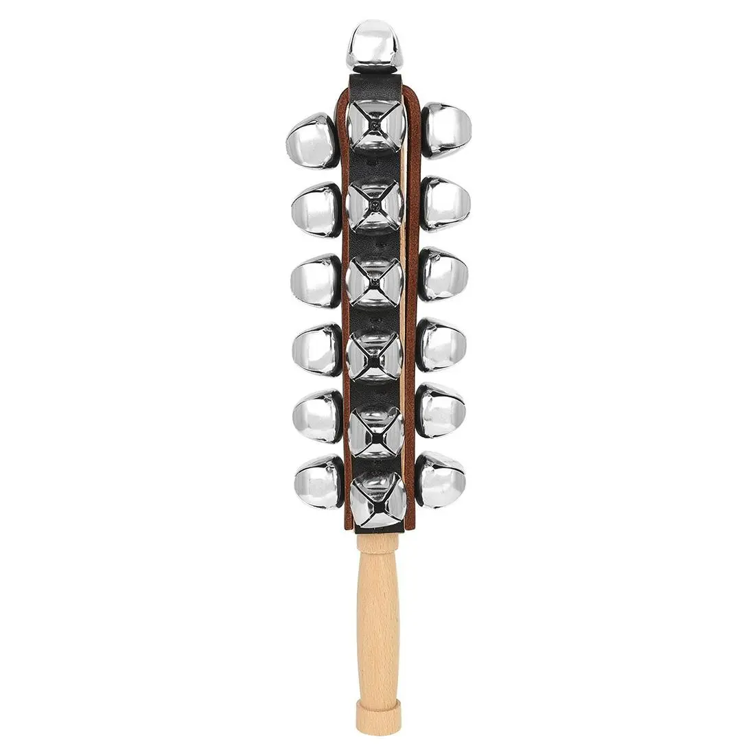 J202 Orff Percussion Instruments, 25 Bell Leather Strips, Birch Wood Sticks, Musical Toys for Kids, Educational Music Set