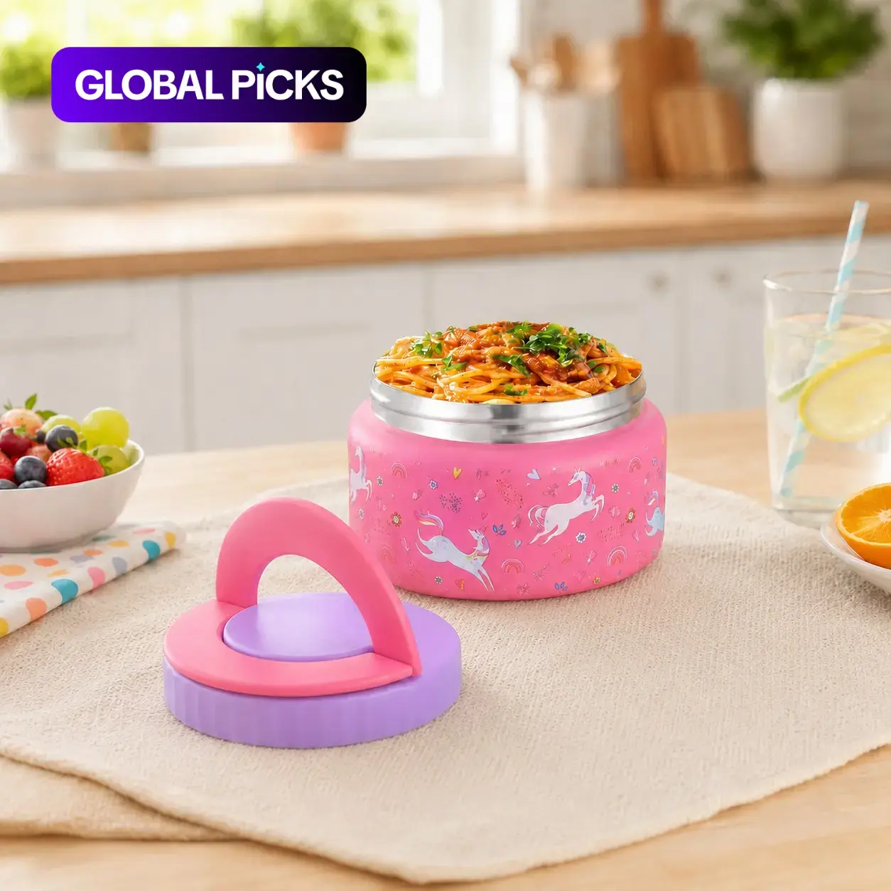 250ML/630ML Insulated Lunch Box, 304 Food Grade Stainless Steel, Leak-Proof Sealed, Cartoon Pattern Soup Bowl, Model 52ays99, Leakproof Lunch Box