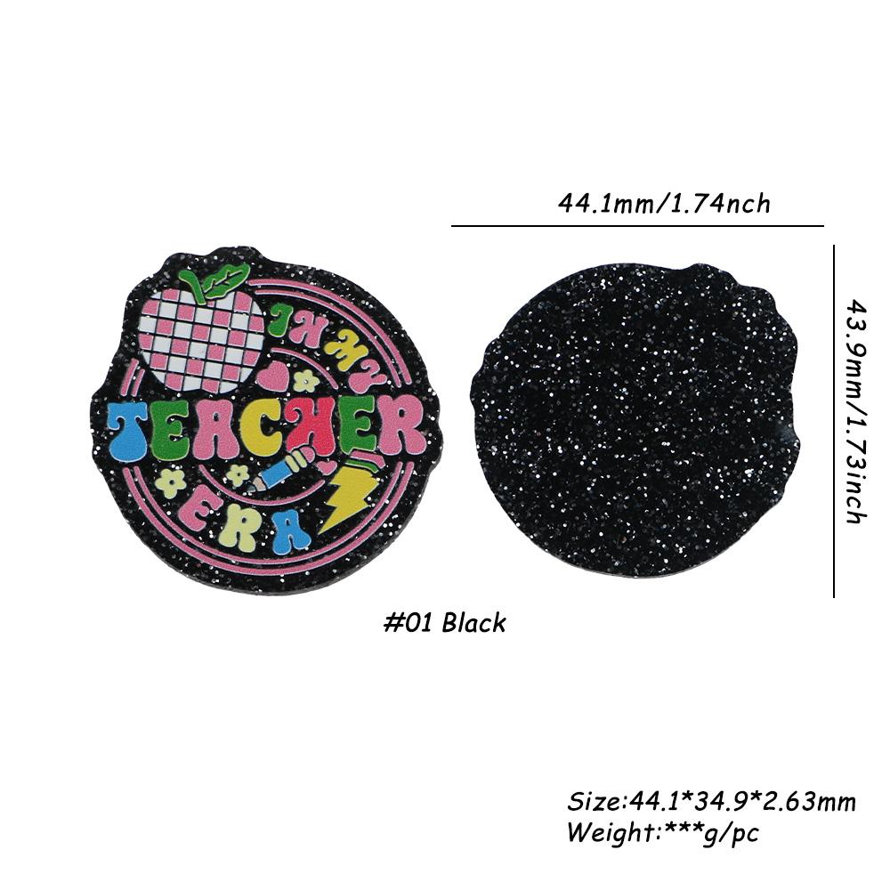 Teacher Theme Acrylic Resin Flat Back Charms, No-Hole Multi-Color DIY Craft Supplies for Badge Reels, Phone Stands, Hair Clips, DIY Jewelry Accessories